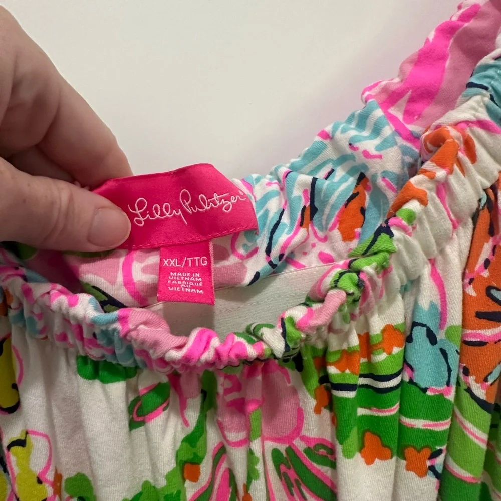 Lilly Pulitzer Nosy Posy dress Vibrant Floral Maxi Dress - Pink & Green - Picture 3 of 5